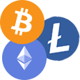 Cryptocurrencies Bitcoin, Ethereum, and Litecoin